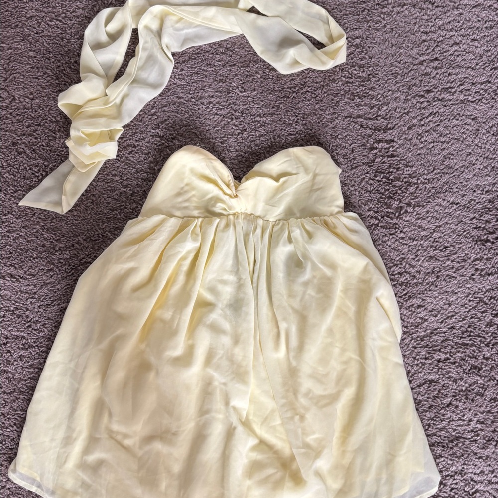 Peppermayo Cream Strapless Mini Dress